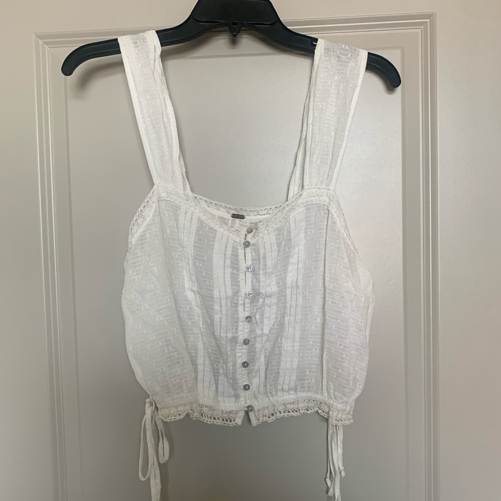 White lace free people crop top
